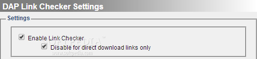 Showing the Download Accelerator Plus Link Checker settings